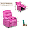 Larger Kids Recliner Chair Adjustable Velvet Fabric Lounge Sofa Recliner-Pink