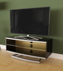 Contemporary Black Glass TV Stand, Up to 50" - Open Shelving, Height Adjustable