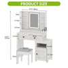 Makeup Desk with LED Lights, Cabinet, 2 Drawers, Shelves, for Bedroom