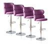 Set of 2/4/6 Velvet Bar Stools for Breakfast Kitchen Comtemporary Barstool Chair