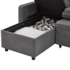 L-Shaped Corner Sofa Bed with Storage Chaise Pull-Out Sleeper Couch Grey Fabric