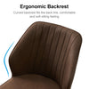 Pair of Faux Leather Dining Chairs Brown Seat Angel Backrest Kitchen Restaurant