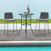 68x68CM Outdoor Bistro Coffee Table Patio Side Table Dining Table w/ Round Glass