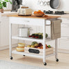 Kitchen Island Dining Room Serving Trolley with 2 Open Shelves-White