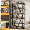 71'' Tall Industrial Bookshelf, 6-Tier Freestanding Open Bookcase w/ Metal Frame