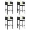 5 Piece Garden Bar Set with Cushions Black Poly Rattan vidaXL