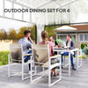 5 Piece Outdoor Dining Set, Garden Furniture Set with Tempered Glass Table Top
