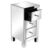 Mirrored Bedside Table Cabinet Glass Nightstand Crystal Knobs 3-Drawer