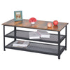 3-Tier Shoe Rack Bench Industrial Style Metal Shoe Storage Bench & Wooden Seat