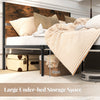 Metal Bed Frame Industrial Platform Bed King Size-Brown