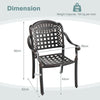 Set of 2 Cast Aluminum Patio Chairs Stackable Outdoor Dining Chairs with Armrest