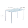 4pcs White Faux Leather Dining Chairs & White Marble Glass Dining Table Set
