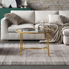 80cm Round Glass Coffee Table Transparent Gold Sofa Table for Home Living Room