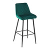 2Pcs Green Bar Stools Velvet Breakfast Pub Chair Kitchen Shape V Design