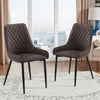 2pcs Dining Chairs Faux Leather High Back Diamond Padded Seat Chair Restaurant