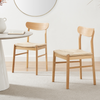Bonnie Oak and Veneer Wooden Scandi Dining Chair with Rope Seat Set of 2 Klismos
