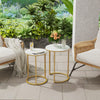 Set of 2 Round Nesting End Table Stacking Coffee Table Slate Top for Side Corner
