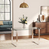 Extra Large Rectangular Dining Table with Glass Top & Metal Legs for Dining Room