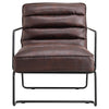Mid-Century Modern Upholstered Distressed PU Leather Armchair Chair w/Metal Base