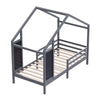 3ft Single Kids House Bed Frame Solid Pine, Grey 197x97cm, Mattress Not Included
