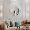 Irregular Wall Mirror Asymmetrical Bathroom Vanity Mirror w/ Double Gold Rim Dec