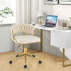 360° Swivel Home Office Desk Chair Upholstered Computer Chair-Beige