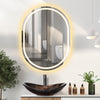 LED Bathroom Mirror 3 Color Lighted Dimmable Oval 60*80cm Makeup Mirror Anti-fog