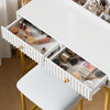 Mondeer LED Dressing Table Stool Smart Vanity Makeup Desk w/ 4 Drawers 3 Shelves