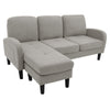 3 SEATER SOFA LINEN L-SHAPED CORNER SOFA W/ REVERSIBLE CHAISE LOUNGE COUCH GREY