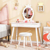 Kids Vanity Set Makeup Dressing Table Set w/Adjustable Brightness-White