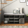 Multi-Storage Bench Shoe Rack w/10 Compartments Cushion Seat Shoe Organizer Grey