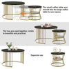 Nesting Coffee Table Set of 2 Marble Effect Side End Table for Living Room Black