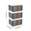 3PCS Collapsible Storage Bin Clear Plastic Box Container w/Lid &Wheels 2 Door