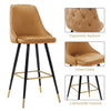 2Pcs Velvet High Bar Stools Breakfast Kitchen Counter Chairs Gold Metal Footrest