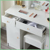Modern Vanity Dressing Table Makeup Desk with LED Light Mirror Stool Shelf Set