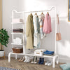 Black Metal Clothes Rail Rack Garment Stand Corner Open Wardrobe with Shelf