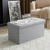 Gray fabric two-seater folding storage stool storage toy box chair seat UK
