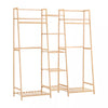 Heavy Duty Wooden Clothes Rail Rack Garment Hanging Stand Open Wardrobe Shelf