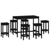 7 Piece Bar Set Black Solid Wood Pine vidaXL