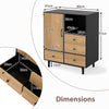 Kitchen Buffet Sideboard Mid Century Storage Cabinet with 4 Drawers Black