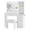 Dressing Table Set Vanity Desk with LED Light Mirror Stool Drawers Bedroom White