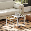 Side End Tables Set of 2 Boxy Nesting Tables Coffee Tables White/Wood-Effect