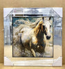 Horse Picture White Liquid Art Mirror Frame 3D Glitter Art 55x55 cm