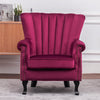 Velvet Chair Sofa Armchair High Wing Back Tub Scalloped Rivet Padded Seat Lounge