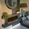 Wall Mounted Fireplace Matte Black Surround Remote Electric Fire Media LED Flame