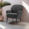 Grey Mid Century Armchair Comfy Linen Fabric Tub Sofa with Metal Legs for Living