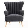 Upholstered Chenille Grey Wing Back Armchair Chair And Footrest Stool