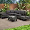6 Seater Rattan Furniture Lounge Set Corner Sofa Coffee Table Set Outdoor Patio