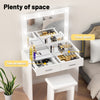 Dressing Table Makeup Desk Vanity Set with LED Mirror & Stool - Glass Top Lwpugt
