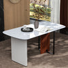 Morden White Fort Dining Table with Metal Pedestal Sintered Stone Dining Table